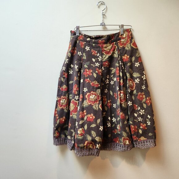 Brown floral high waist skirt / S - Picture 2 of 7